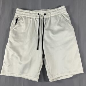 Xersion Shorts Mens Medium White Athletic Performance Zip Pockets Drawstring